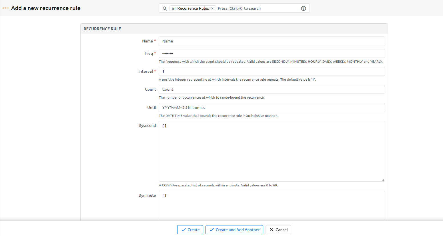 Recurrence Rule